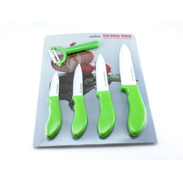 Набір керамічних ножів 4шт + овощечистка