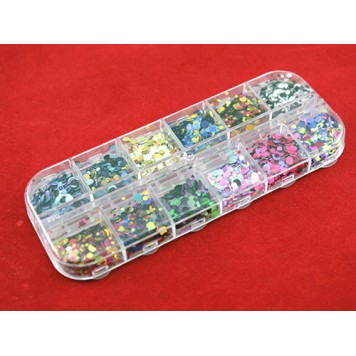 Блискітки різнокольорові 1-3мм для нігтів нейл-арту