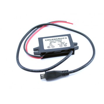 Перетворювач напруги 12В-5В 3А MicroUSB, прихована проводка авто