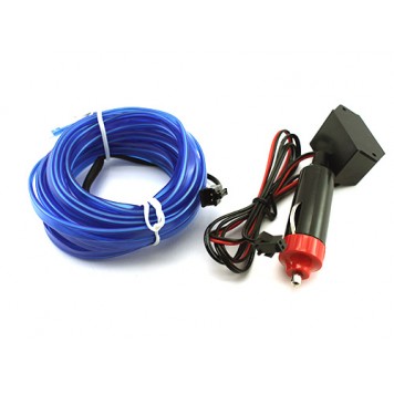 Гибкий холодный неон, неоновая подсветка салона авто 5м, голубой плоский