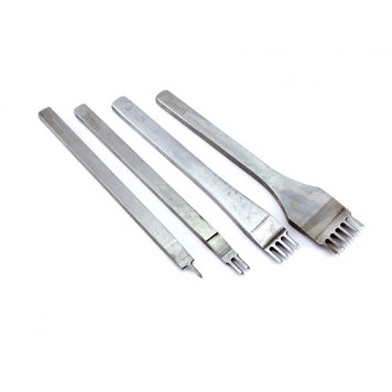 Набор из 4 пробойников ромбовидных строчных для кожи 1+2+4+6, шаг 3мм