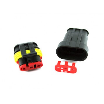 Штекер и гніздо 3-х контактного герметичного автомобільного роз'єму-2