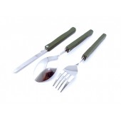 Вилка, ложка, ніж туристичний похідний набір в чохлі, мілітарі