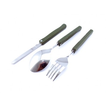 Вилка, ложка, ніж туристичний похідний набір в чохлі, мілітарі