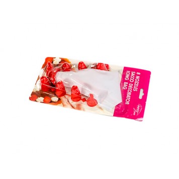 Набір кондитерських насадок 8шт для крему + мішок, пластик