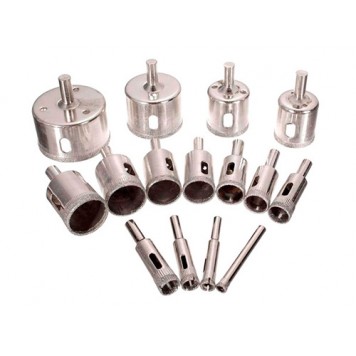 Набір з 15 коронок свердел алмазних 6-50мм по склу та кераміці