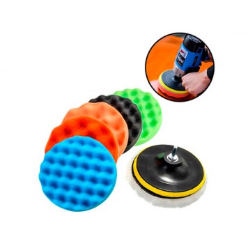 Набор из 6 насадок на дрель 18см для полировки авто + шлифовальный диск