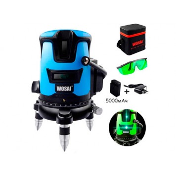 Лазерний рівень , нівелір , 5 ліній зелених АКБ 5000мАч WOSAI WS - V5