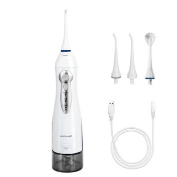 Іригатор для порожнини рота портативний 330мл імпульсний, 4 насадки, Mornwell