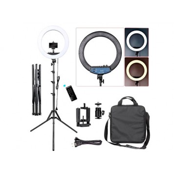 Кільцеве світло, кільцева LED лампа з ДУ RL-18 II 55Вт 44см + стійка 190см