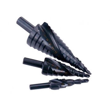 Набір з 3 східчастих спіральних свердел по металу HSS 4-12мм 4-20мм 4-32мм