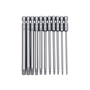 Набір насадок біт 11шт Torx 100мм Т6 - Т40 з отвором , 6- гранні магнітні