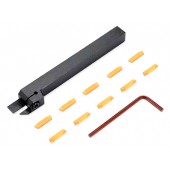 Токарная державка, резец MGEHR1212-2 + 10 вставок, канавочная отрезная