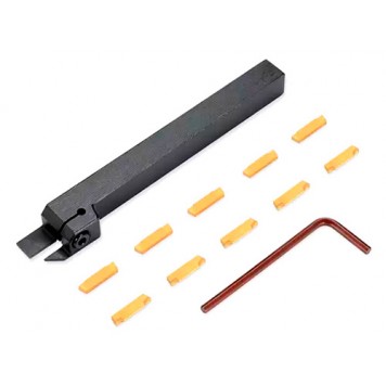 Токарная державка, резец MGEHR1212-2 + 10 вставок, канавочная отрезная