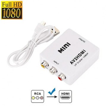 AV RCA - HDMI конвертер відео, аудіо, FullHD 1080p, білий