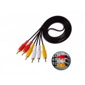 3 RCA - 3 RCA тато-тато AV кабель, тюльпани, 1.2м