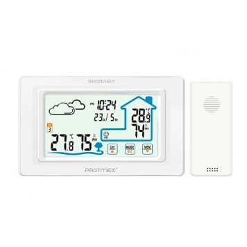 Метеостанція USB + бездротова з виносним датчиком Protmex PT19A, біла