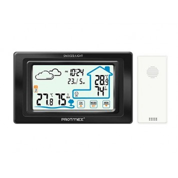 Метеостанція USB + бездротова з виносним датчиком Protmex PT19A, чорна
