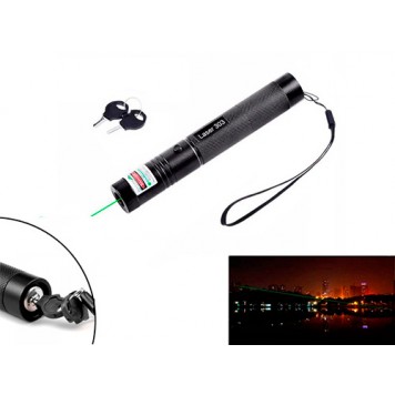 Лазер зелений 100МВт 532нм, лазерна указка Laser 303 з блокуванням + насадка