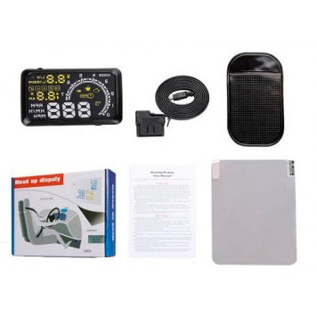 Комплект поставки проектора приладової панелі на лобове скло OBD2 HUD 5.5"-1