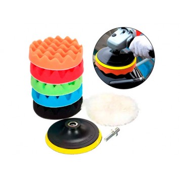 Набор из 6 насадок на дрель 12.5см для полировки авто + шлифовальный диск