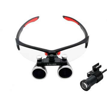 Бинокулярные увеличительные очки лупа 3.5х 420мм с подсветкой и АКБ 1800мАч
