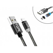 Кабель магнітний MicroUSB для Samsung Xiaomi 2.4A TOPK 1м нейлон