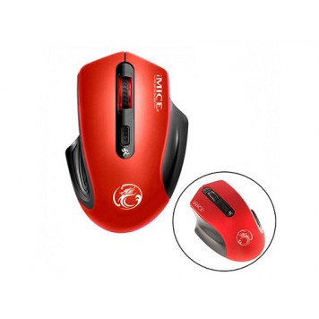 Беспроводная игровая мышь мышка ТИХАЯ 2000dpi iMice G-1800, красная