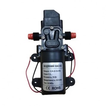Насос водяний мембранний 12В 6л/хв 70Вт 130psi високого тиску