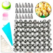 Набір кондитерських насадок 74шт для кремових квітів + ​​мішки + перехідники