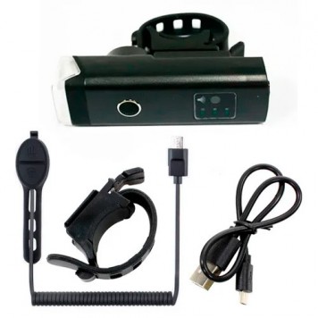 Комплект поставки фонаря велосипедного индукционного сКомплект поставки ліхтаря велосипедного індукційного з велодзвінком HJ-047B -1