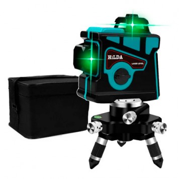 Лазерний рівень, нівелір 12 ліній, 3x360град, АКБ Hilda 3D зелений лазер