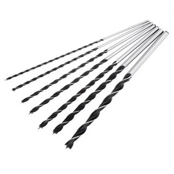 Набір з 7 свердел спіральних 4-12мм по дереву, HCS-сталь, подовжені