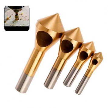 Набір з 4 зенковок конічних з поперечним отвором 2 / 5-15 / 20мм HSS