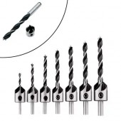 Набір свердл із зенківкою 7шт 3-10мм, циліндричні, HSS сталь