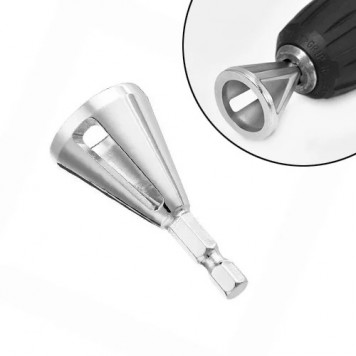 Насадка адаптер на дрель шуруповерт для снятия фаски 6-гранная, нержавеющая сталь