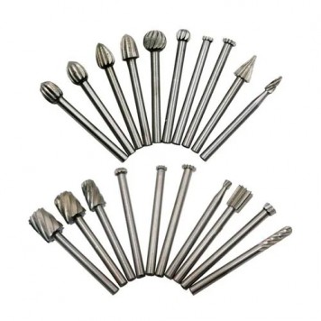 Набір з 20 борфрез шарошок по дереву для гравера dremel HSS сталь