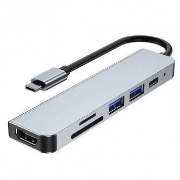 USB 3.1 Type-C хаб разветвитель на 2x USB 3.0, HDMI, кардридер, PD, металл