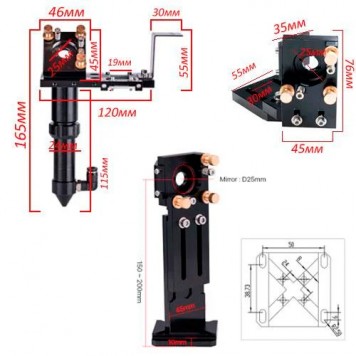 Фізичні розміри лазерної голови для вуглекислотного лазерного верстата-1