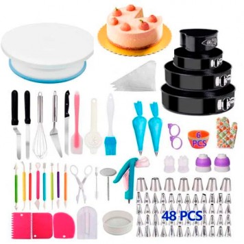 Набір для декору тортів кексів, кондитерські інструменти, 212шт і підставка