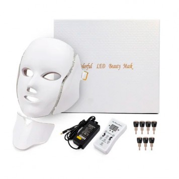 Комплект поставки LED маски для фотодинамічної і мікрострумової терапії обличчя і шиї 7 кольорів-1