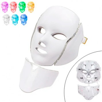 LED маска для фотодинамічної і мікрострумової терапії для обличчя та шиї 7 кольорів