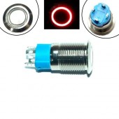 Кнопка 12мм, що фіксується, 12-24В, червоний LED, 4pin, 12A-DZ