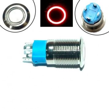 Кнопка 12мм, що фіксується, 12-24В, червоний LED, 4pin, 12A-DZ