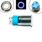 Кнопка 12мм, що фіксується, 12-24В, синій LED, 4pin, 12A-DZ