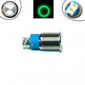 Кнопка 16мм, що фіксується, 12-24В, зелений LED, 5pin, 16A-DZ
