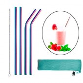 Набір із 4 металевих еко соломинок трубочок для напоїв, хамелеон