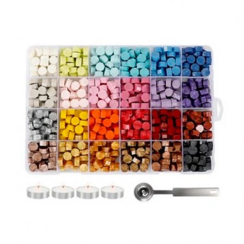 Набор воска для сургучных печатей, 24 цвета, 4 свечи, ложечка, кейс