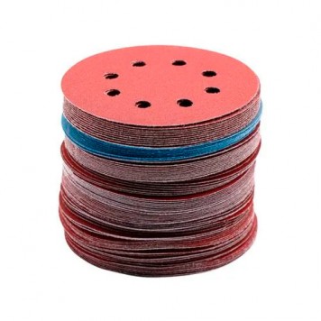 Набір із 100 шліфувальних кругів 125мм 8 отворів, на липучці