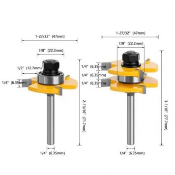 Фізичні розміри пазо-шипових фрез із набору-1